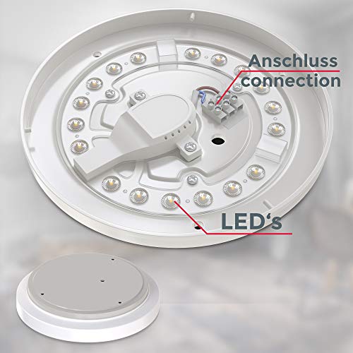 B.K.Licht - Deckenlampe für das Bad mit neutralweißer Lichtfarbe, IP44, 10 Watt, 900 Lumen, LED Deckenleuchte, Lampe, Badlampe, Badezimmerlampe, Küchenlampe, Feuchtraumleuchte, 22x5,8 cm, Weiß