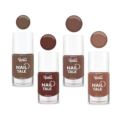 Image of Glam21 Nail Tale- Nail Lacquer | Multicolor|Quick Drying Nail Polish| Glossy Gel Finish Nail Kit | Highly Pigmented & Long Lasting | Chip Resistance | 9ml Each| Pack Of 4 (Shade-04-15-28-39)