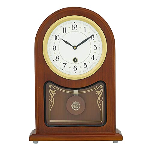 Image of CHRONIKLE Vertical Wooden Analog Pendulum English Numbers Table Clock for Office Desk Study Living Room Decorations Gifts (Size: 23 x 8 x 33.5 CM | Weight: 1240 Gram | Color: Brown)