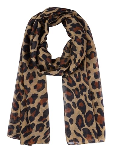 Women's Leopard Printed Long Scarf, Lightweight Soft Sheer Head Wrap Shawl Scarves for All Season