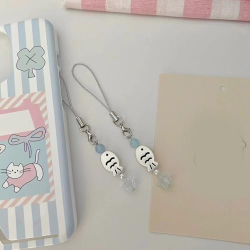 hogtnd Beaded Phone Chain Fish Cellphone Charm Detachable Keychain Pendant Decoration for Phones — view 6