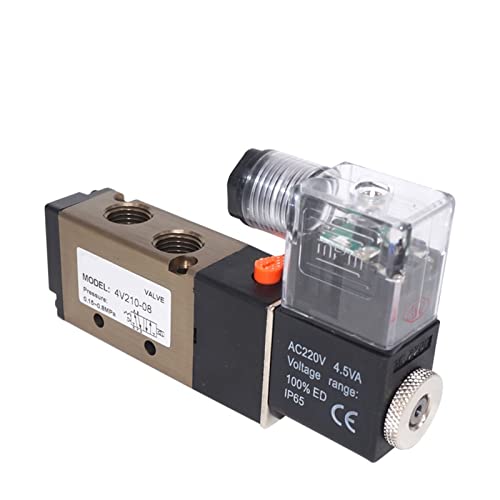 Vanne magnétique 4V210-08 12V électrique pneumatique 5/2 voies avec port 1/4 pouce pour gaz - 4