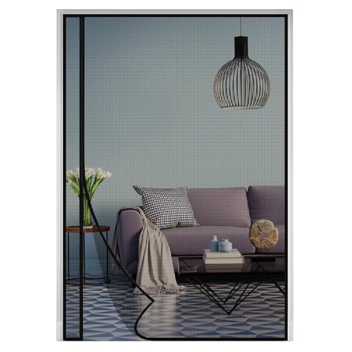 Magnetic Screen Fiberglass 80x210cm Heavy Duty Mesh Curtain and Full Frame Hook and Loop, Toddler and Dog Friendly, No Tools Required Black