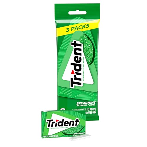 Image of Trident Spearmint Sugar Free Gum, 3 Packs of 14 Pieces (42 Total Pieces)