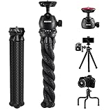 Camera Tripod, ROXTAK Mini Flexible Portable Phone Tripod Stand for Selfies/Vlogging/Photography, Compatible with iPhone, GoPro, Camera, Made of Rubber and Metal, Waterproof and Stable