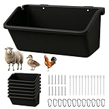 6 Pack Hanging Goat Feeder & Duck Feed Trough, 5 Qt Fence Mounted Livestock Manger – Heavy Duty Plastic Mineral Bucket & Waterer for Sheep, Piglets, Deer & Poultry.