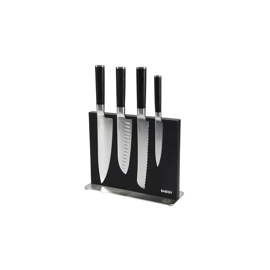 Babish 5 Piece 1.4116 German Steel Magnetic Forged Kitchen Knife Block Set