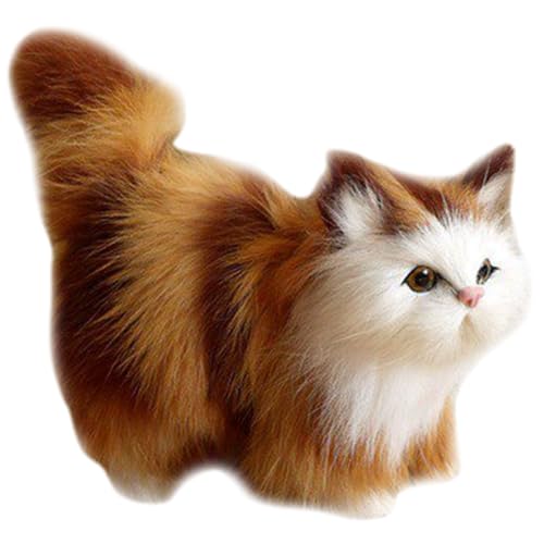 Peluche chat réaliste jaune : le cadeau mignon idéal pour petits et grands