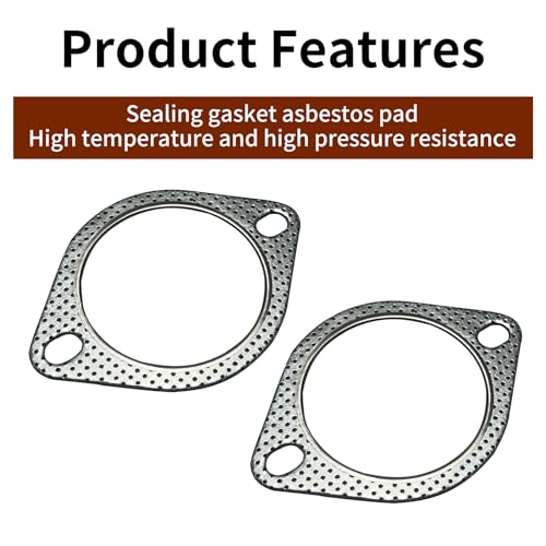 Image of 1 Pack 2 Pcs Car Exhaust Pipe Interface Gasket, Exhaust Flange ,3.0 inch Id Pipe Clamp Flange Reinforced High Temperature Gasket ,Fits For Car