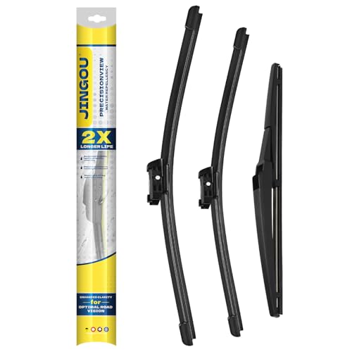 JINGOU 3 Wiper Blades Sets,Compatible with 2016-2023 Lexus RX350 2016-2022 RX450h,Automotive Replacement Windshield Wiper Blade - 26"/21"/16" (Set of 3) Top Lock by JINGOU - Used condition - US$21.60