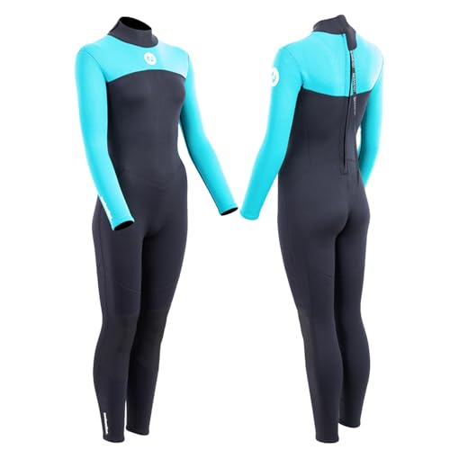 Two Bare Feet Women's Thunderclap 2.5mm Summer Full-Length Neoprene Wetsuit - Surfing, Swimming, Diving & Watersports Gear - Lightweight, Flexible & Durable Design (Aqua/Black, L)