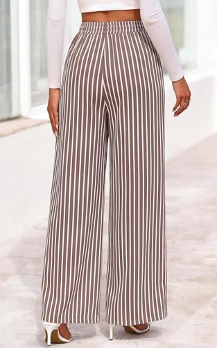 Image of PRETTYGARDEN Womens Pants Elastic Waist Floral Lightweight Palazzo Pants for Women Casual Lounge Wide Leg Pants Woman