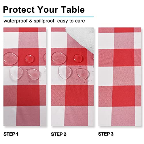 Hiasan Red And White Plaid Tablecloth Waterproof, 2 Pack, 60 X 84 Inch - Checkered Table Cloth Rectangle For Outdoor Picnic/Dining/Spring Party #TOP3