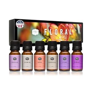 P&J Trading Fragrance Oil Floral Set | Violet, Jasmine, Rose, Lilac, Freesia, and Gardenia Candle Scents for Candle Making, Freshie Scents, Soap Making Supplies, Diffuser Oil Scents