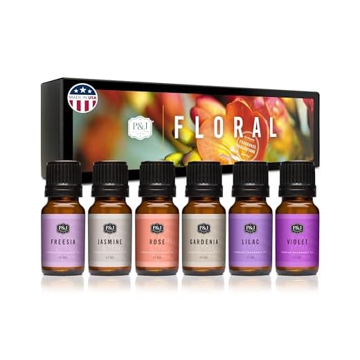 Floral Set of 6 Premium Grade Fragrance Oils - Violet, Jasmine, Rose, Lilac, Freesia, Gardenia - 10ml