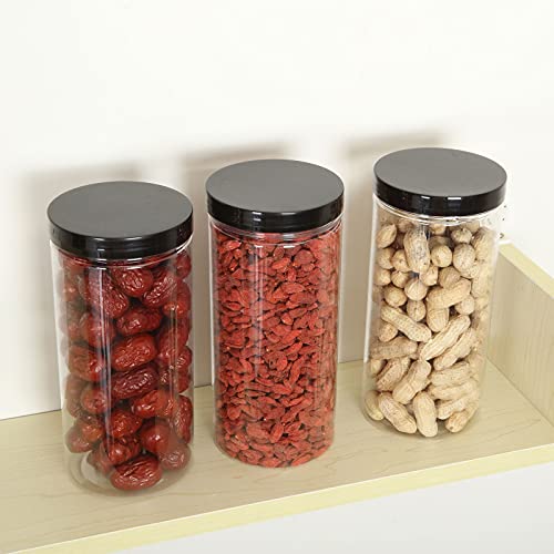 8Pack 32 Oz Plastic Jars With Airtight Lids Wide Mouth Mason Jars Empty Storage Containers Quart Size Canisters Large Food Containers For Kitchen & Household Storage Of Dry Goods, Peanut Butter, Nuts #TOP4