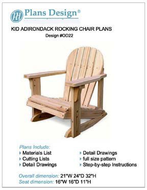 Child Adirondack Rocking Chair Woodworking Plans,Trace & Cut , #ODF22