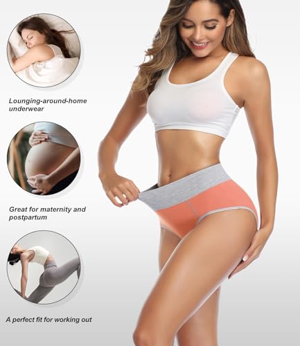 wirarpa Women's Cotton Underwear High Waist Stretch Briefs Soft Underpants Ladies Full Coverage Panties 5 Pack3