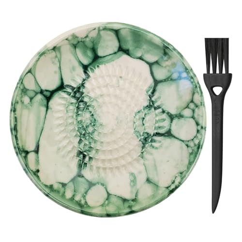 AMRAMI® Râpe Espagnole Ronde en Céramique, Râpe à Muscade, Ail, Gingembre - Assiette en Céramique, Faite à la Main (Bulles)