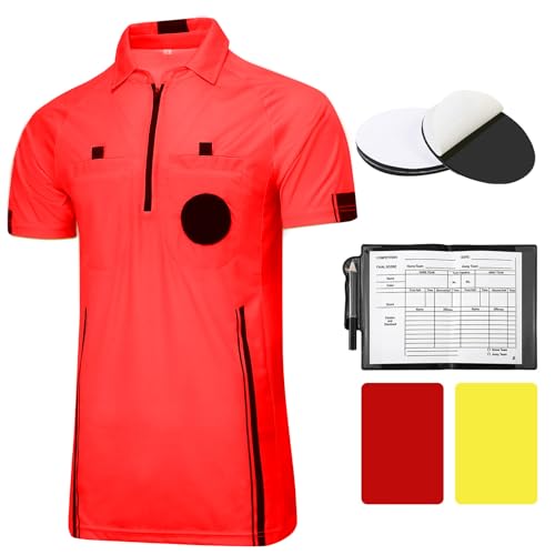 Pro Soccer Referee Shirt Jersey Kit Ref Costume for Men Womens Umpire Uniform Referee Wallet with Red & Yellow Card