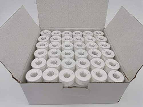 DOUBLELIN 144pcs Prewound Bobbins Size A for Domestic Sewing/Embroidery Machines, Compatible with Brother Machines, Plastic Sided, Size A, Class 15, 15J, SA156, White, 100% Polyester, 60S/2 100 Yards