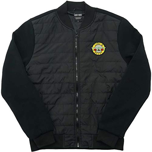 Guns N Roses Quilted Jacket Classic Band Logo Official Black Unisex L