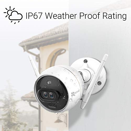 EZVIZ Outdoor Security Camera Dual Lens 1080P, Excellent Color Night Vision, Active Light & Siren Alarm with PIR Motion Detection, Weather Proof, Two-way Talk, the First Dual Lens Security Camera(C3X)