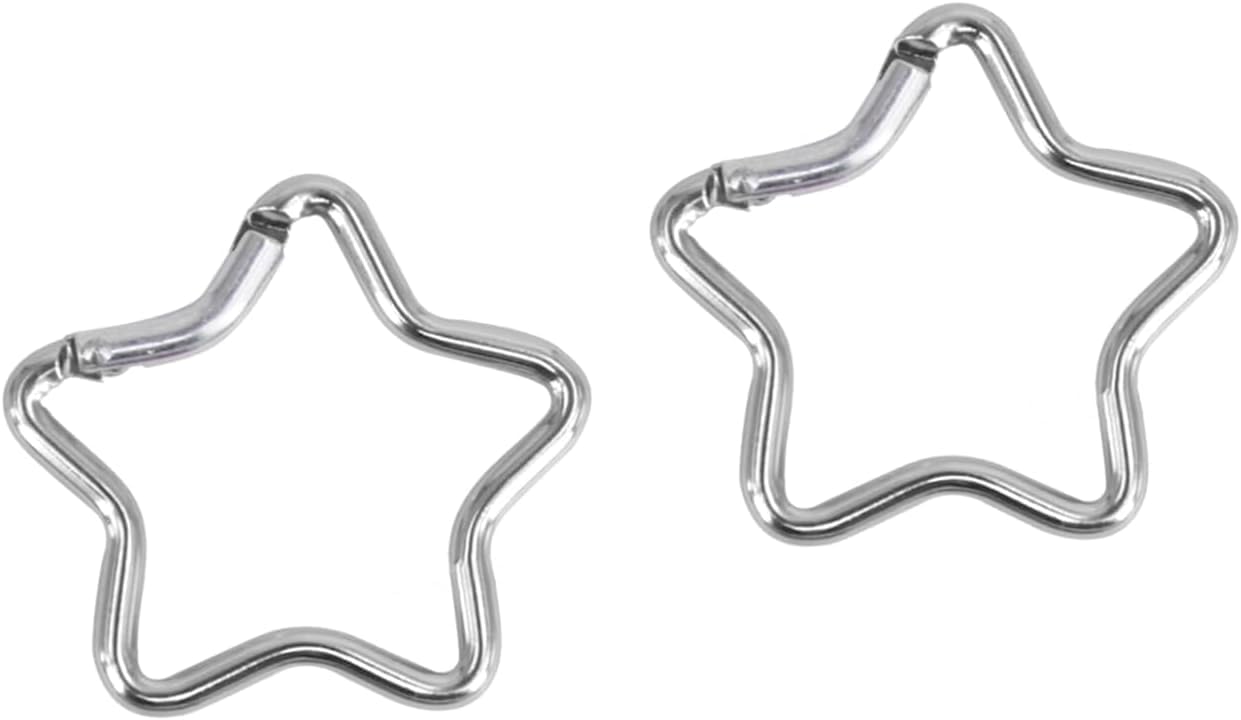 Carabiner Star, 2Pcs Silver Star Shaped Climbing Buckle, Aluminum Alloy Keyring Hook for Camping Fishing Hiking Traveling, Star Carabiner Clip
