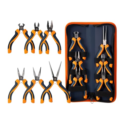 Image of MANUFORE 6-Piece Mini Pliers Set - Needle Nose, Long Nose, Diagonal, Flat Nose, End Cutting & Linesman Pliers for Precision DIY, Electronics Repair, Jewelry Making & Crafting