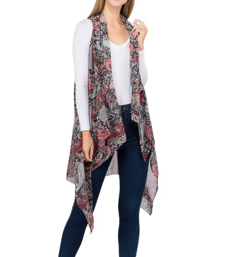 Image of Scarfand's Women's Sheer Open Front Lightweight Sleeveless Long Duster Cardigan Vest