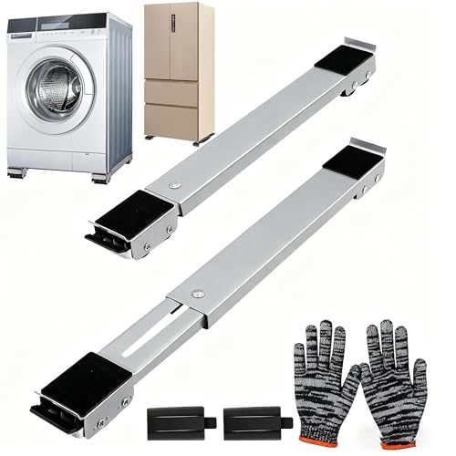 Consejos para Comprar base para refrigerador walmart que Puedes Comprar On-line. 45 BYKNTEA Base Retráctil para Lavadora con Ruedas, Soporte de Lavadora Refrigerador con 24 Carga Ruedas y Guantes, 46-71 cm Extensible Móvil llantas para muebles Lavadora Nevera...