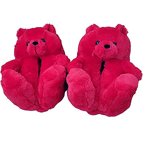 Women's Teddy Bear Fuzzy Slippers Cute Cartoon Shoes Non-Slip Animals Fluffy Plush House Slippers for Boys Girls Warm Indoor Bedroom Shoes Rose Red Women's Teddy Bear Fuzzy Slippers Cute Cartoon Shoes Non-Slip Animals Fluffy Plush House Slippers for Boys Girls Warm Indoor Bedroom Shoes Rose Red
