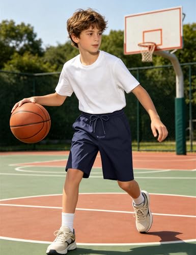 Image of Somaibo Boys Athletic Shorts Youth Lightweight Quick Dry Outdoor Cargo Short with Pockets for Hiking Running 7-15Y