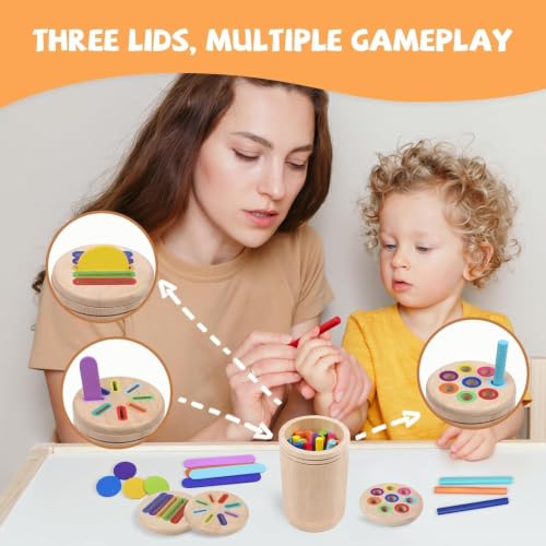Image of Hop N Play Montessori Toys for 2 3 4 Years Old, 3 in 1 Educational Sensory Color Sorting Toys for Toddlers 1-3 Fine Motor Skills Preschool Learning Activities, 2 3 4 Year Old Girls Boys Birthday Gifts