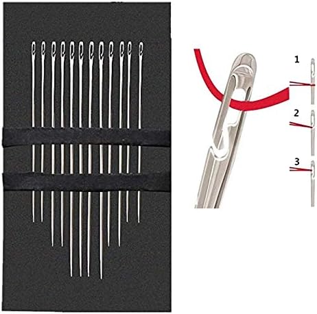 Moira Self Threading Needles Pack of 12 (Silver, 3 Different Sizes Needles Set)