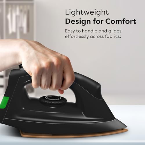 Image of Wipro GD208 Automatic Electric Dry Iron 1200 Watt With Large LED Indicator | Large Soleplate|Anti Bacterial German Weilburger Double Coated Soleplate | Quick Heat Up - 1200 Watts, Black