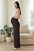 OUGES Women's Lyocell Cotton Maternity Pants Stretchy Smocked Waist Wide Leg Casual Workout Palazzo Scrub Trousers Lounge Pants with Pockets Pregnancy Maternity Outfits Clothes 2026(Dark Brown,L)