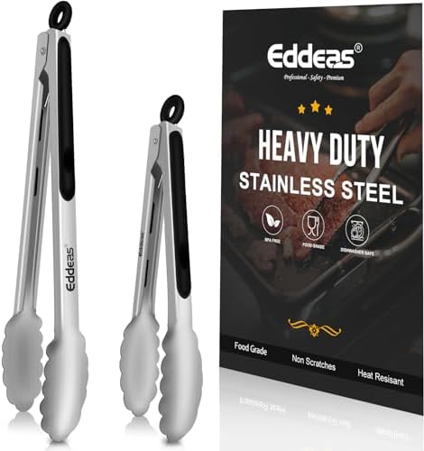 OREI Kitchen Tongs Set: 9" & 12" Stainless Steel