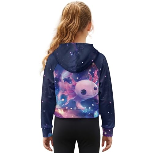 Sweat à capuche axolotl galaxie fille 5-14 ans pull hiver manches longues - 2