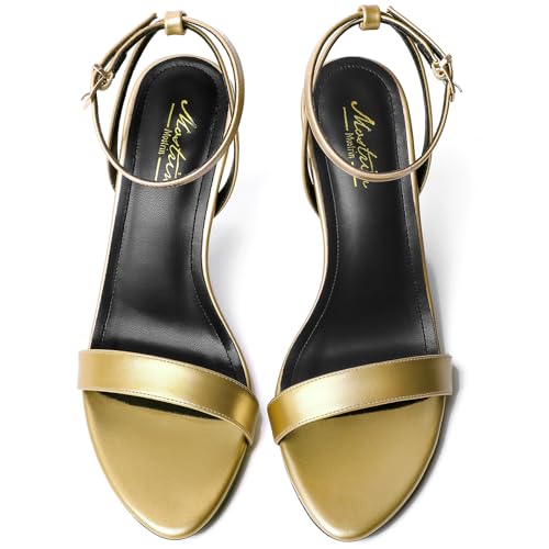 Image of Mostrin Strappy Heels for Women Ankle Strap Heels Women's Heeled Sandals for Party Prom Wedding
