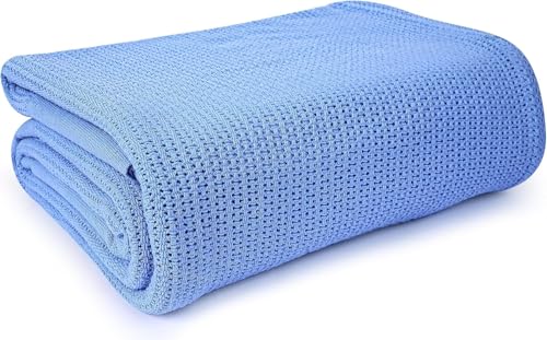 Linteum Textile Supply Blue Hospital Thermal Blanket 66x90 Inch 100%