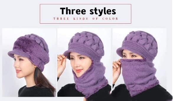 Women Winter Beanie Hat Peruvian Circle Scarf Set Warm Chunky Cable Knit Hats - Soft Stretch Thick Cute Knitted Cap - Image 3
