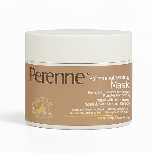 Image of Perenne Hair Strengthening Mask for Hair Fall Control & Damage Repair | Deep Conditioner with Keratin, Redensyl, RootBioTec & Black Seed Oil | Sulphate-Free | Unisex | 100g