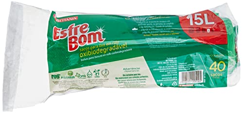 Saco Para Lixo Biodegradável de 15 Litros, Rolo com 40 Sacos, Linha Esfrebom, Bettanin
