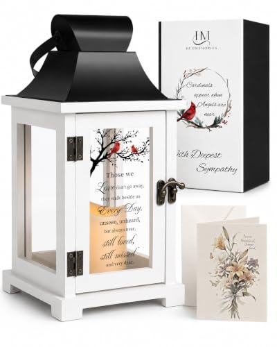 HugMemories Memorial Lantern Sympathy Gifts for Loss of Loved One Condolences Bereavement Gifts in Memory of Loved One with LED Candle