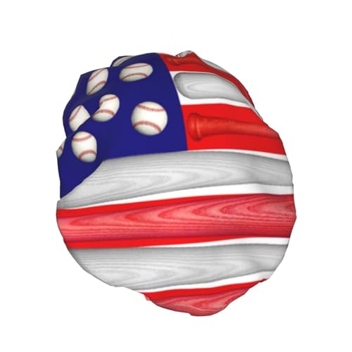 Bonnet de douche imperméable double couche anti-humidité à motif baseball imprimé