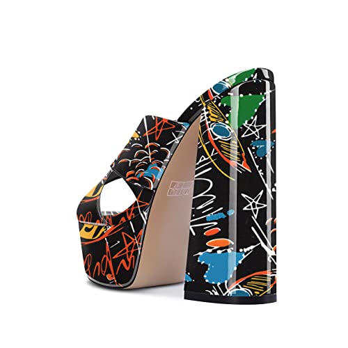 DearOnly Women Chunky Block High Platform Heel Peep Open Toe Sandals Cross-Strap Slip-on Dress 5.9 Inches Heels3