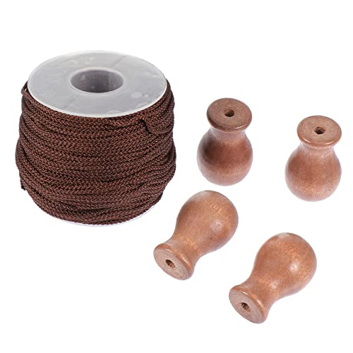 EXAOMBLE Cordon pour Stores Décoratifs Tressé 1,8 Mm Marron 50 m en Lot Embrasse en Bois pour Maison Rideaux Accessoires