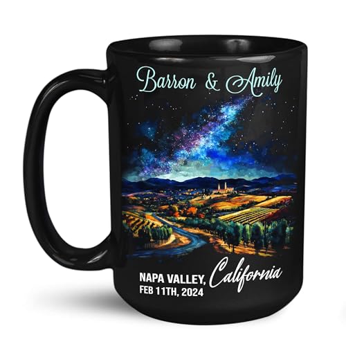 Personalized Napa Valley Coffee Mug, Custom Name And Date
