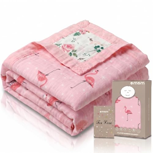 Image of DOTMOM 100% Organic Bamboo Baby Blanket, 6 Layered Baby Bedding and Nursing Swaddling Blanket
